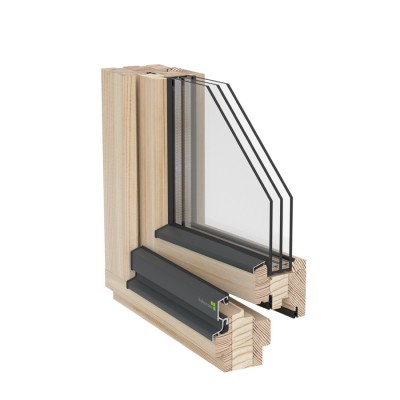 Window wooden Thermo profile 80